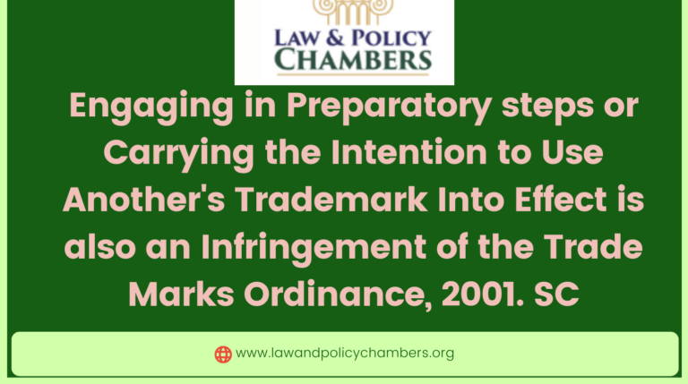 Trade Marks Ordinance, 2001. SC lawandpolicychambers