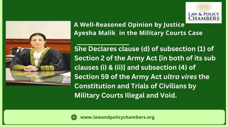 Justice Ayesha Malik’s Well-reasoned Opinion in the Military Courts Case